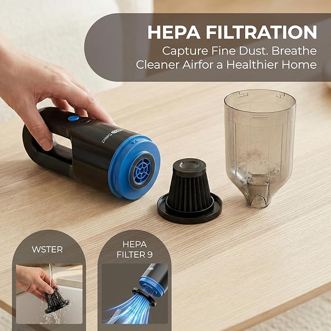 Apical Life Mini Crumb Vacuum 10000Pa Brushless Motor Rechargeable Cordless Handheld Vacuum 1.6lbs Lightweight Portable for Home Car Office Keyboard Sofa Pet Hair &amp Tight Spaces