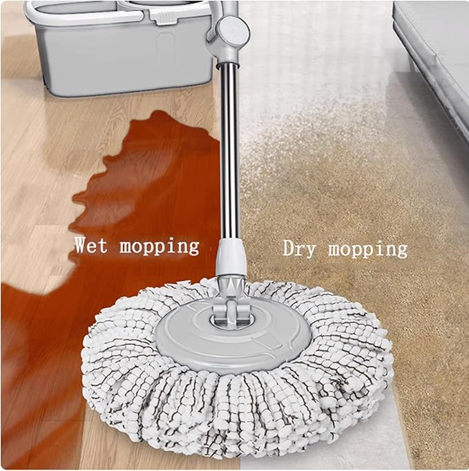 mop Mop for Floor Cleaning Long Handled Microfiber Floor Mop Automatic Spin Drying 2 mop Heads for Kitchen Restaurant Bathroom 1.25m mops