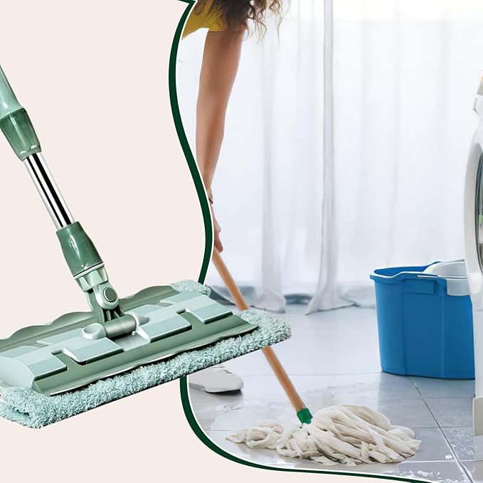 Microfiber Mops 360 Degree Rotating Quick Cleaning Tool Floor Maintenance Accessory Telescopic Handle Mop 7 Pads Kit Home Apartment Cleaner Multipurpose Floor Mop for Daily Maintenance