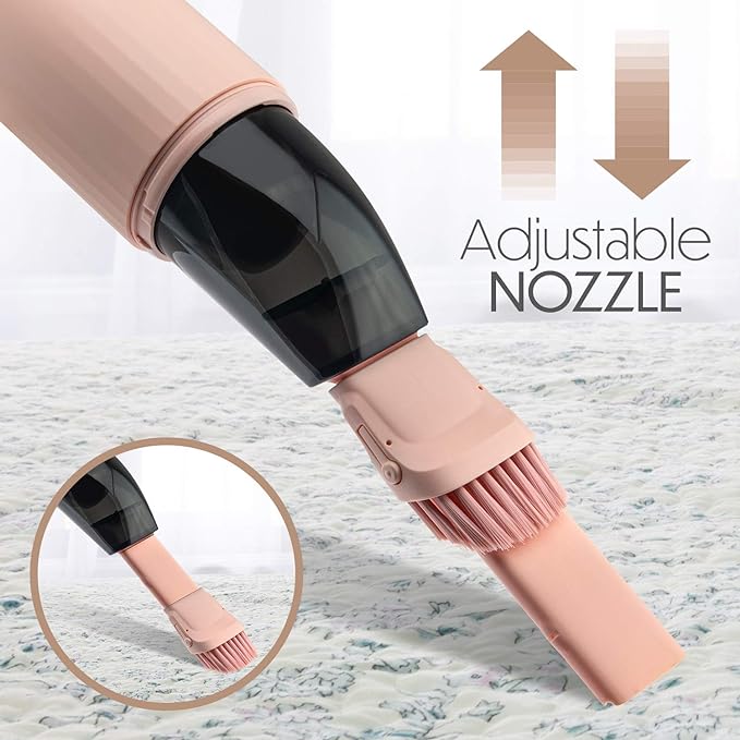 STARUMENT Portable Hand Vacuum Cleaner for Dust Pet Hair Dirt Home Car Interior Furniture Lightweight Easy to Use Compact Design Battery Rechargeable with USB-C Cable Pink