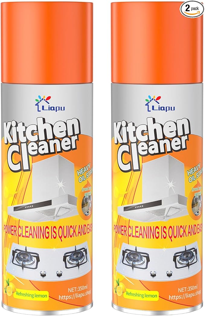 Liapu 2PCS All Purpose Cleaner Heavy Duty Degreaser Cleaner Spray Lemongrass Scent Oven Cleaner Clean Up Kitchen Oil Stains Cleaning Tools For Stove Top &amp Induction Cooktop and Grill