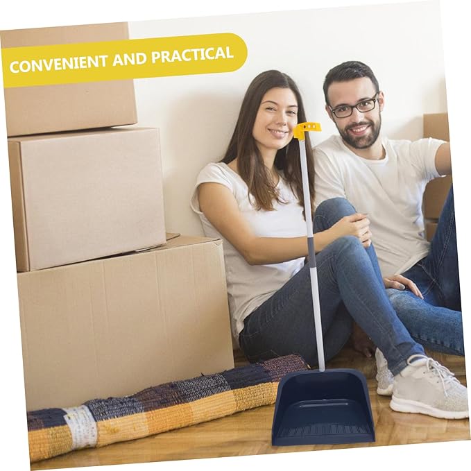 Lurrose Broom and Dustpan Set Broom with Dustpan Combo Set Upgrade Broom Long Handle Broom Broomstick Standing Dust Pan for Home Kitchen Lobby Floor Cleaning