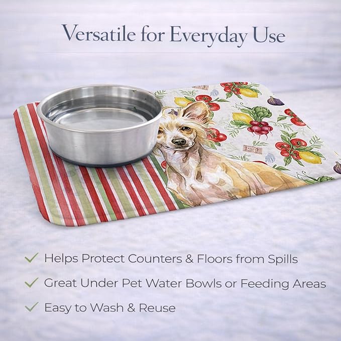 Caroline's Treasures Hairless Palomino Chinese Crested Vegetables Dish Drying Mat Absorbent Dish Drying Mat Pad for Kitchen Counter Dish Drainer Mat for Countertop 14 x 21 Multicolor