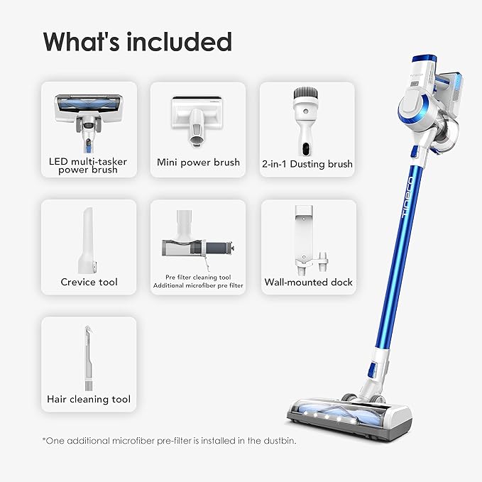 Tineco A10 Hero Cordless Stick/Handheld Vacuum Cleaner with Wall Mount Super Lightweight with Powerful Suction for Carpet Hard Floor &amp Pet - Space Blue