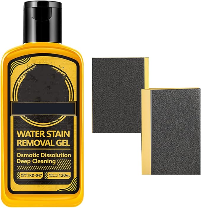 Water Spot Remover120ml Gel Cleaner - with Sponge Hard Water Stain Remover for Car - for Automotive Car Truck Motorcycle RV Window Windshield Shower Door Home Bathroom Kitchen