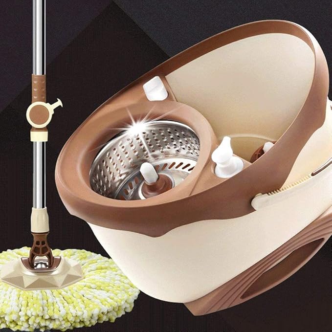 Mop - Spin and Bucket Hand Free Wringing Floor Cleaning Reusable Microfiber Heads Included Wet or Dry Usage on Hardwood Laminate