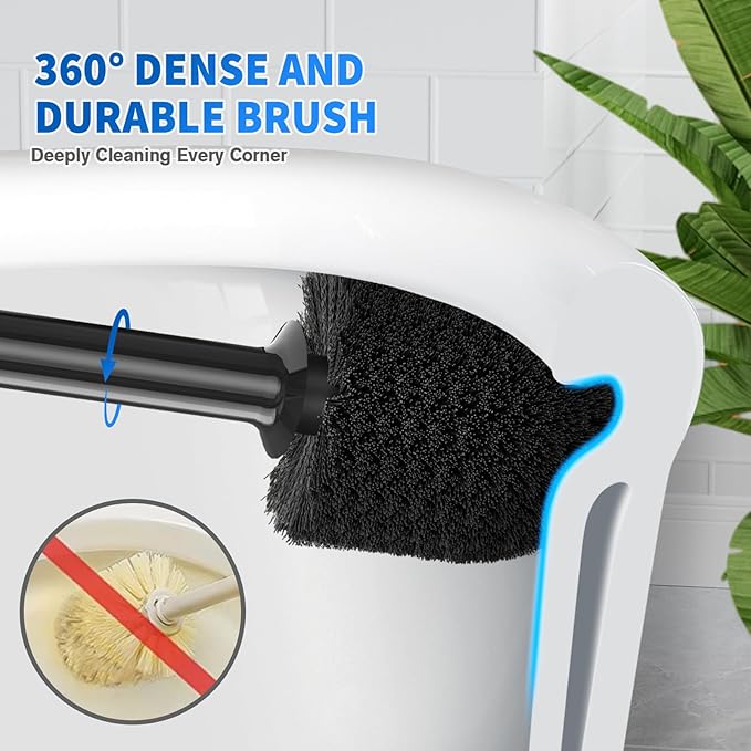 Toilet Plunger and Brush2 Pack Bowl Brush and Heavy Duty Toilet Plunger Set with Ventilated Holder 2-in-1 Toilet Brush and Plunger Combo for 5.3-inch Toilet Drain Bathroom Cleaning