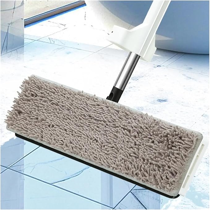 Large Flat Mop with Long Handle - Microfiber Floor Cleaning ToolCompatible for Hardwood Tile Bathroom Kitchen Home Use(Blue)