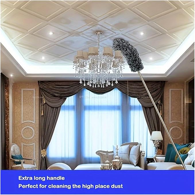Multifunctional Retractable Duster with Bendable Head - Reusable and Washable for high Ceilings Furniture and car Cleaning(250cm)