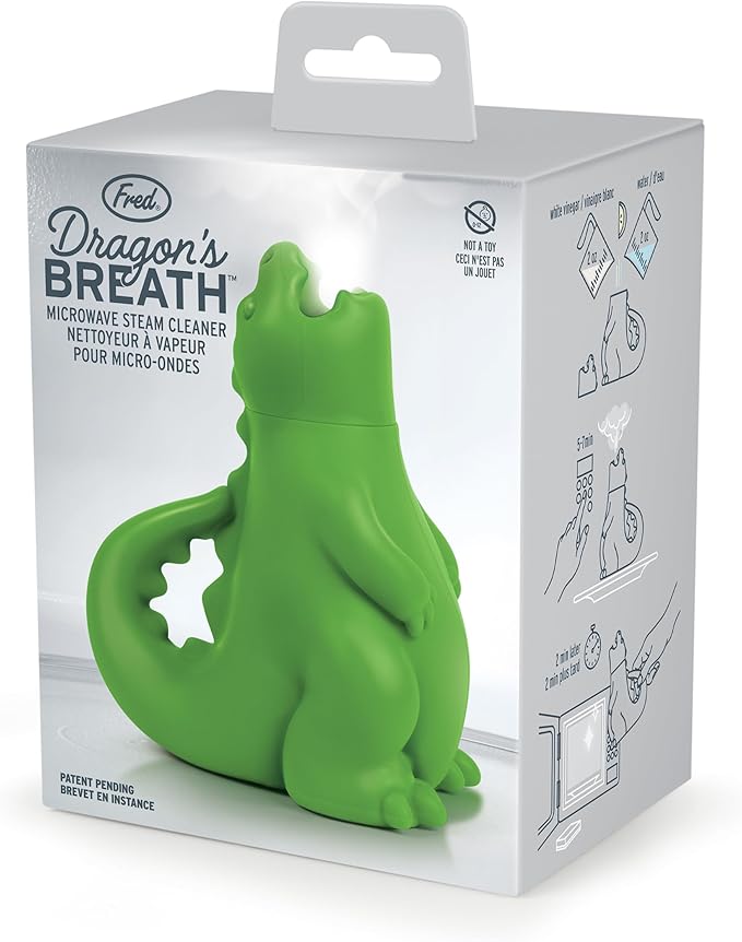 Genuine Fred DRAGON'S BREATH Microwave Steam Cleaner BPA-Free Silicone Dragon Design Easy to Use Reduces Cleaning Time Dishwasher Safe Fun and Effective Kitchen Gadget