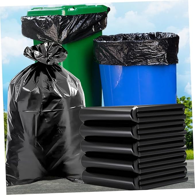 Operitacx Heavy Duty Large Trash Bags 50pcs 60x90in Plastic Garbage Bags for Kitchen and Commercial Use Contractor Trash Can Liners for Office and Outdoor Waste Disposal
