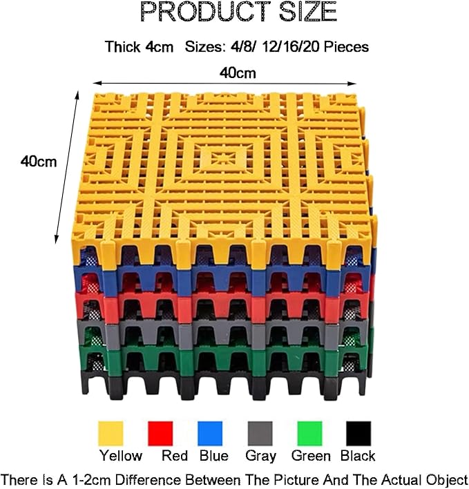 Trench Drainage GrateDrain Covers OutdoorInterlocking Floor TilesModular Multicolor 40x40x4cm Multiple Pcs(Red16 pieces)