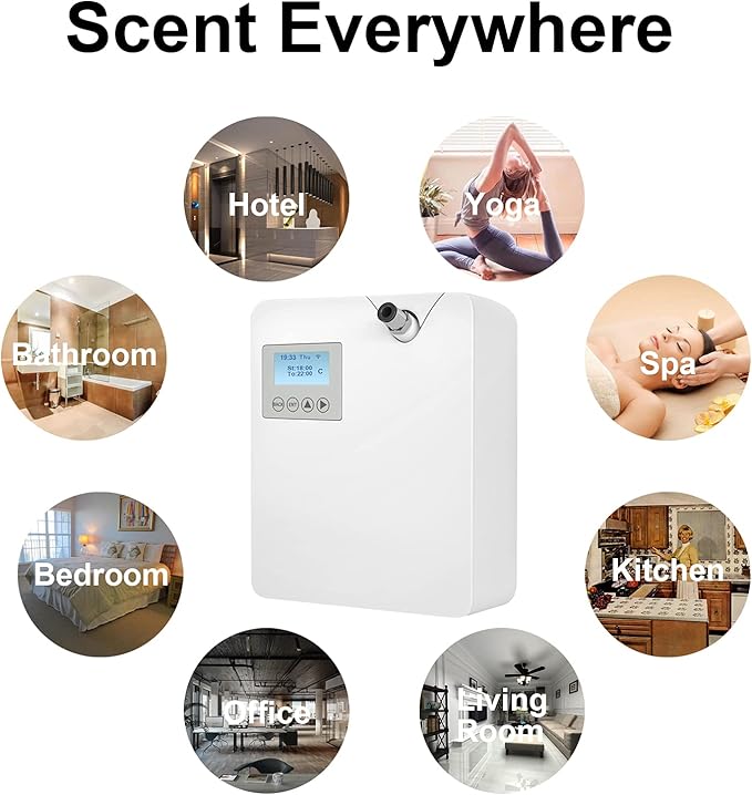 Scent Air Machine for Home Smart Professional Waterless Aromatherapy Essential Oil Diffuser 300ml HVAC Diffuser for Essential Oils for Large Room Office Spa Business White