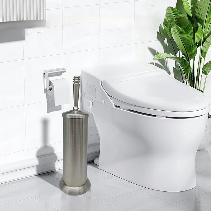 Brushed Nickel Toilet Bowl Brush with Holder Durable Bathroom Cleaning Tool Modern Design for Easy Toilet Maintenance Bathroom Cleaner Brush for Efficient Cleaning and Hygiene