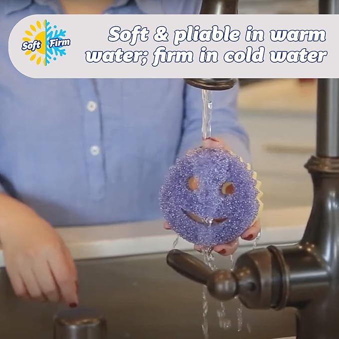 Scrub Daddy Scrub Mommy Cleaning Sponges - Dual Sided Non Scratch Sponge Scourers Smiley Kitchen Sponges for Dishwashing &amp Bathroom FlexTexture Dish Scrubber Sponge Blue Twin Pack