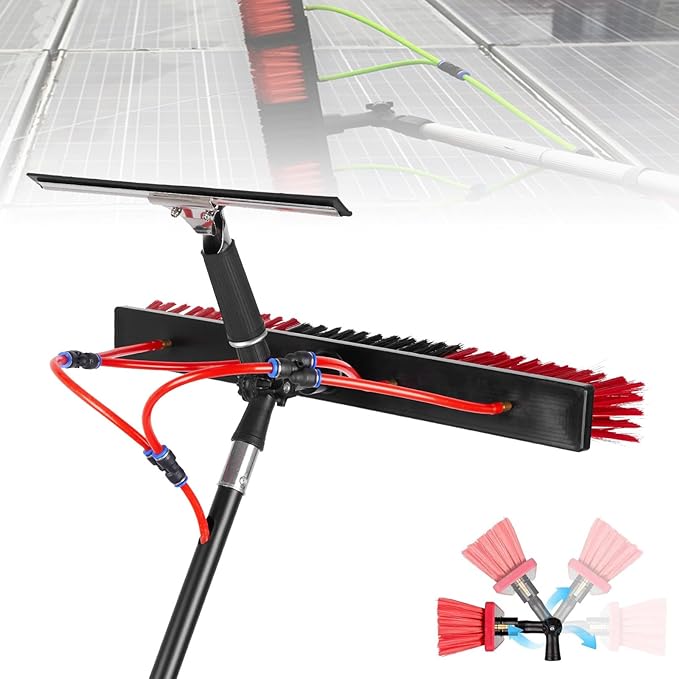 Solar Panel Window Cleaning Kit Outdoor Window Glass Cleaner Photovoltaic Panel Cleaning System Brush Head 35/55cm Window Washing Equipment for Door Sign/Exterior Wall 7.2M-35CM