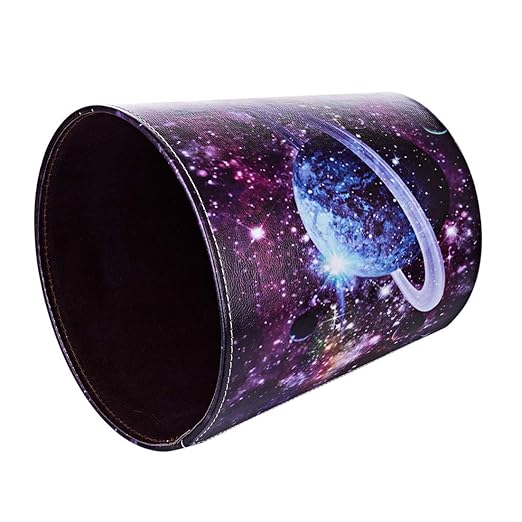 Leather Trash Can Decorative Waste Basket 10L Capacity Small Waste Paper Basket Waterproof Garbage Can for Bathroom Bedroom Office Kitchen and Living Room - Starry Sky