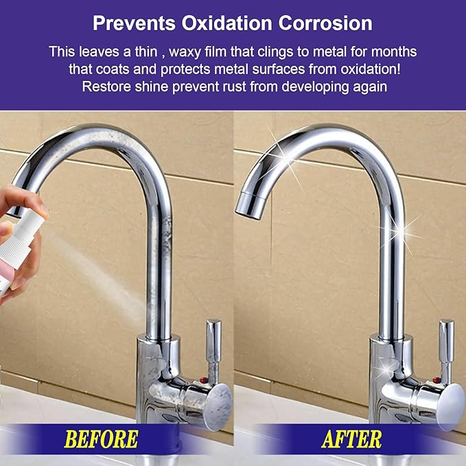 Multi-Purpose Rust Remover &amp Metal Polish Spray For Home Kitchenware Stainless Steel And Cars - Lubricate Protect And Restore Shine(3PCS)