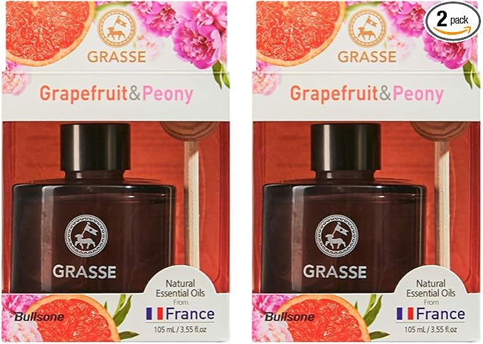 Bullsone Grasse Diffuser Natural Car Air Fresheners Luxury Car Perfume - Grapefruit &amp Peony Scent (2 Pack)