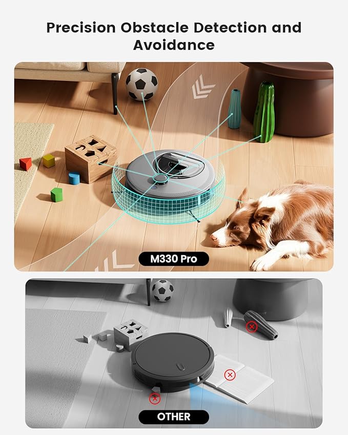 Lefant Robot Vacuum and Mop Upgraded LiDAR Navigation 450ml Visible Dustbin Strong Suction Multi-Floor Mapping Self-Charge WiFi/Alexa/APP Multi-Surface Cleaning M330 Pro Grey