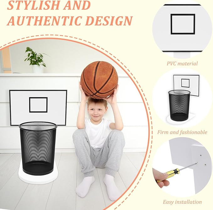 Basketball Hoop Trash Can Basketball Trash Can Holder Net Garbage Waste Basket Bin Fun Throwing Basketball Hoop Laundry Basket for Boys Room Decor Office Gym Party Gifts