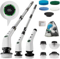 Electric Bathroom Cleaning Brush Cordless Spin Scrubber Full Body Waterproof IPX7 with Adjustable Handle 8 Replaceable Brush Heads for Bathtub/Kitchen/Window/Home -SD-CTB01