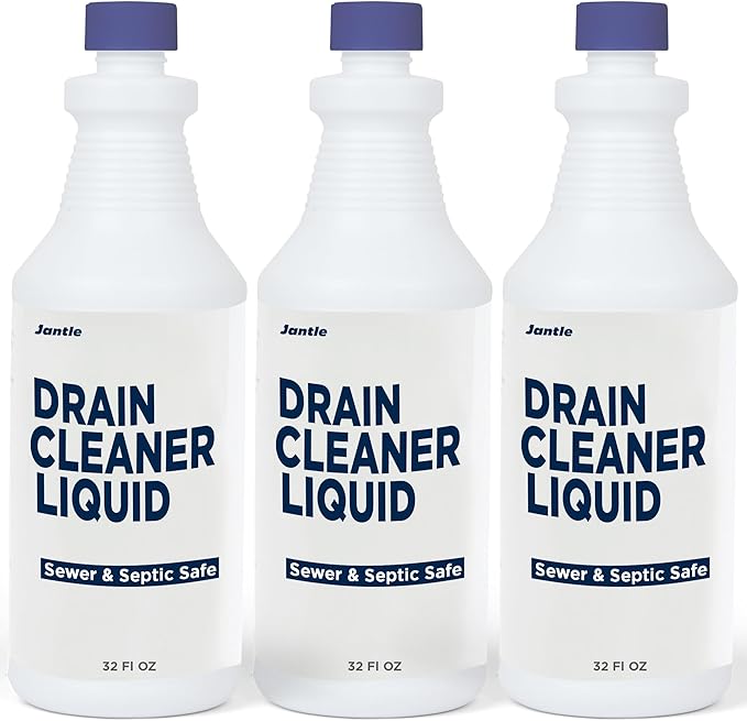 Drain Cleaner Liquid Drain Clog Remover 12 PK (32 Oz Per Bottle) Shower Drain Cleaner Hair Clog Removal - Plumbing &amp Septic Safe - Breaks Down Grease Paper Fat Oil - Easy to use - 3 Pack