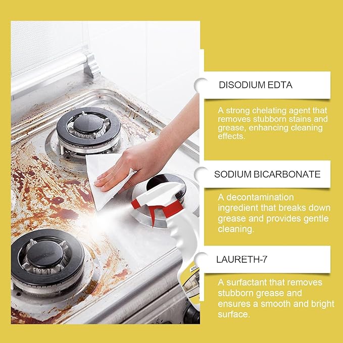 Kitchen Degreaser Cleaner - Foam Spray For Stovetops &amp Countertops Powerful Grease Removal Gentle Formula(2PCS)
