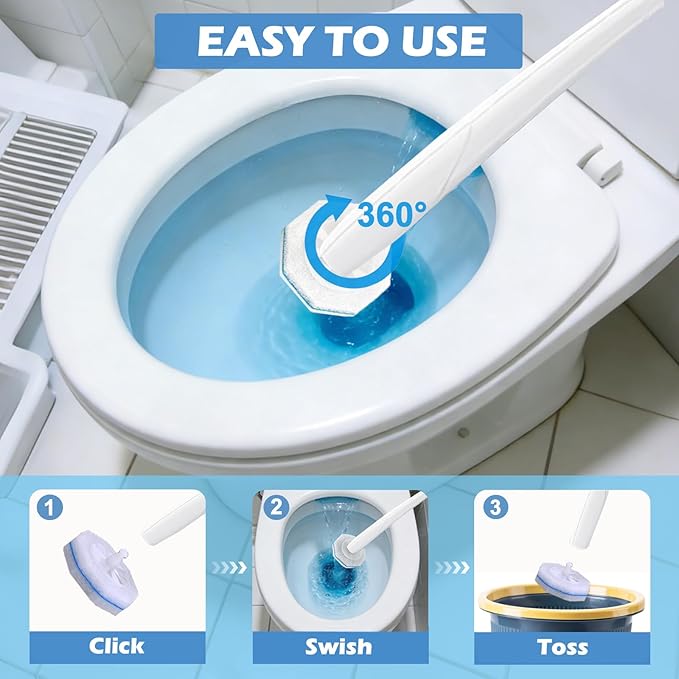 60pcs Disposable Toilet Wand RefillsCompatible with Most Toilet Brushes5X Cleaning Power Toilet Bowl CleanersNo Falling ApartUpgrade Fiber Cleaner Headsfor Closestool Bathroom Cleaning