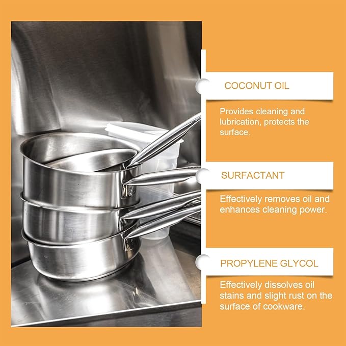 Cookware Cleaning Paste - Removes Grease Rust &amp Stains Leaves Shine Suitable For Stainless Steel &amp Kitchen Utensils(3PCS)