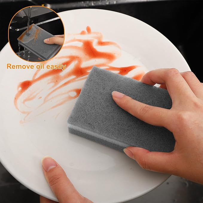 200 Pcs Individually Wrapped Sponges Uncompressed Non Scratch Scrouing Sponges for Household Cleaning Dishes Kitchen Airbnb Apartment Car Bike Gray