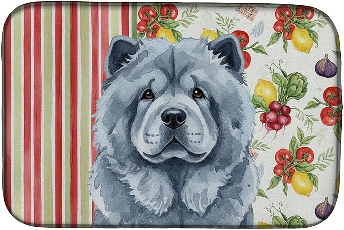 Caroline's Treasures Blue Chow Chow Vegetables Dish Drying Mat Absorbent Dish Drying Mat Pad for Kitchen Counter Dish Drainer Mat for Countertop 14 x 21 Multicolor