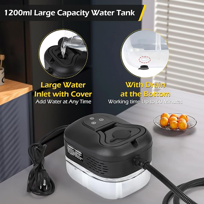 Dyna-Living Steam Cleaner 1500W Handheld Steamer for Cleaning Portable Car Steamer Cleaner 221℉ High-Temp Steamer Cleaner for Home Intelligent Touch Panel &amp Spray Gun Control