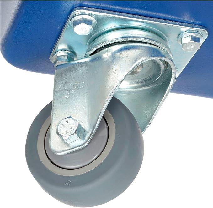 Global Industrial 6 Bushel Plastic Bulk Box Truck Direct Mount Base 500 lbs. Capacity 3 Non-Maring Rubber Casters Blue 33-2/5L x 23 W x 24-1/2H