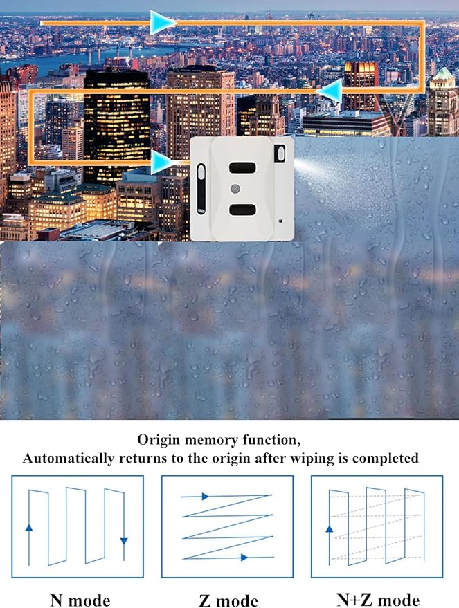 GERRIT Intelligent Fully Automatic Two-Way Water Spray Window Cleaning Robot 2800Pa Strong Suction Window Cleaning Robot Edge Detection Technology Anti-Fall Protection Ultra-Thin Body