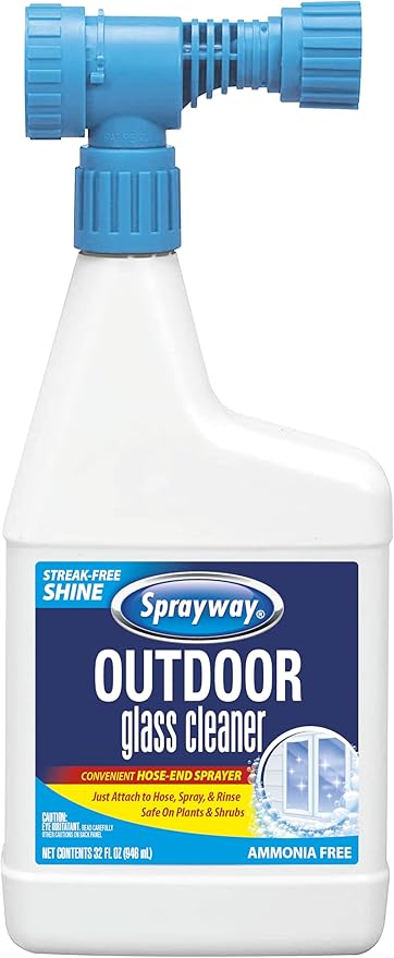Sprayway Outdoor Glass Cleaner 32oz Pack of 6 | Streak-Free Shine Foaming Action | Ideal for Windows Patio Doors and Outdoor Glass Surfaces