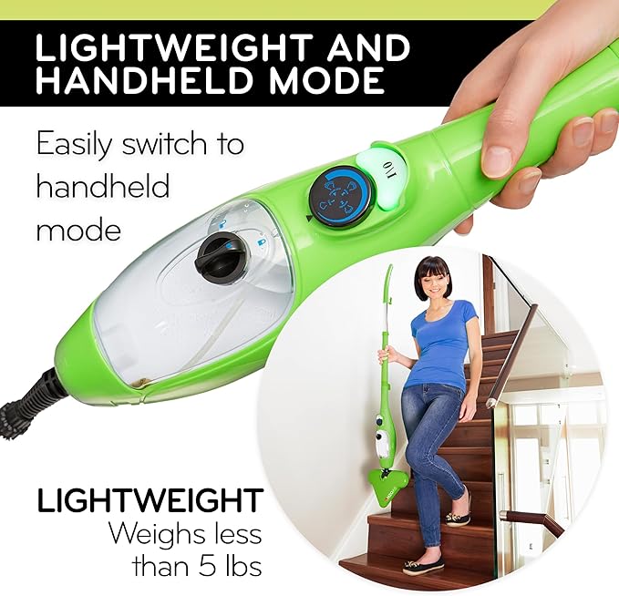 H2O X5 Steam Mop &amp Handheld Steam Cleaner | 5-in-1 Floor Steamer | Hardwood Tile &amp Laminate Cleaner | Carpet Glider Included | Grout Window &amp Garment Attachments