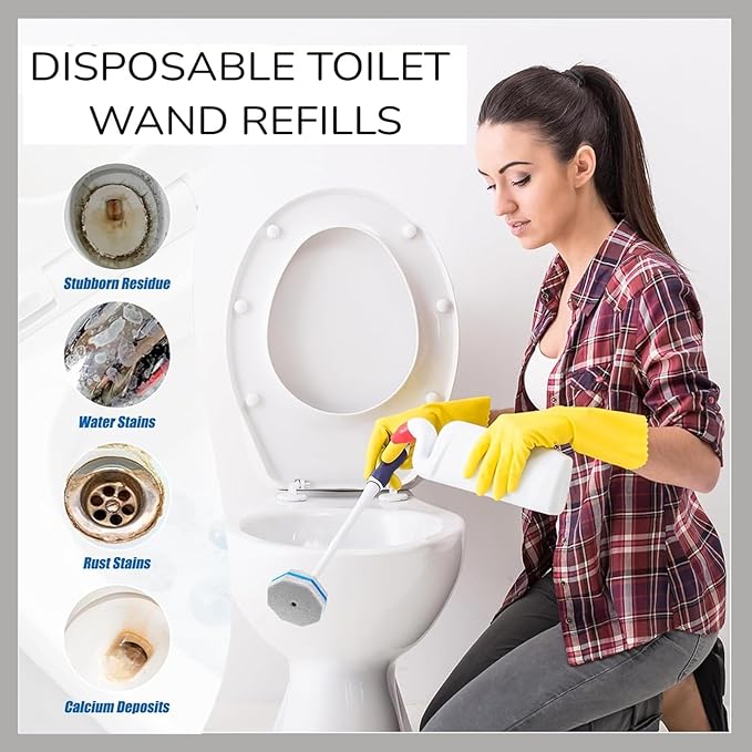 Disposable Toilet Wand Refills Compatible with Most Bowl Brush Wands Deep Cleaning Scrubber Pads for Stain Removal (100 WHITE)
