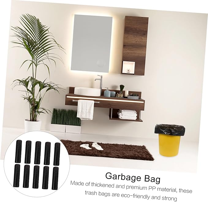 10packs Disposable Thicken Rubbish Bags Leakproof Plastic Waste Organizer Drawstring Design for Home Use Extra Strong Black Trash Bags
