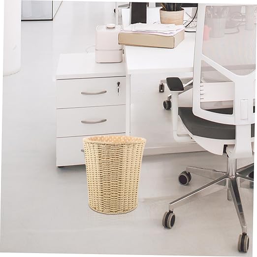 VOSAREA Rattan Woven Storage Basket Wastebasket Sundries Basket Pastoral Style Random Style