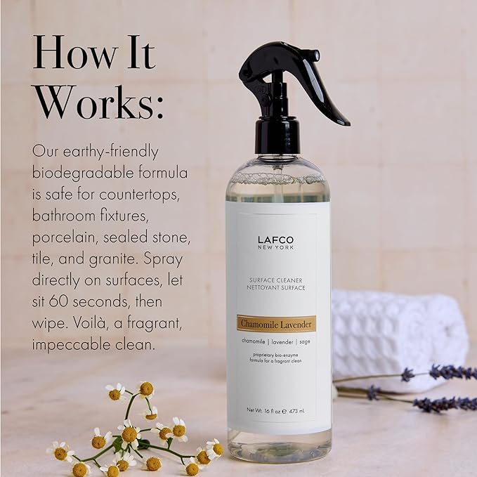 LAFCO New York Surface Cleaner Chamomile Lavender - 16 fl oz - Bio-Enzyme Natural Formula for a Fragrant Clean - Safe for Non-Porous Sealed Surfaces - Synthetic &amp Cruelty Free