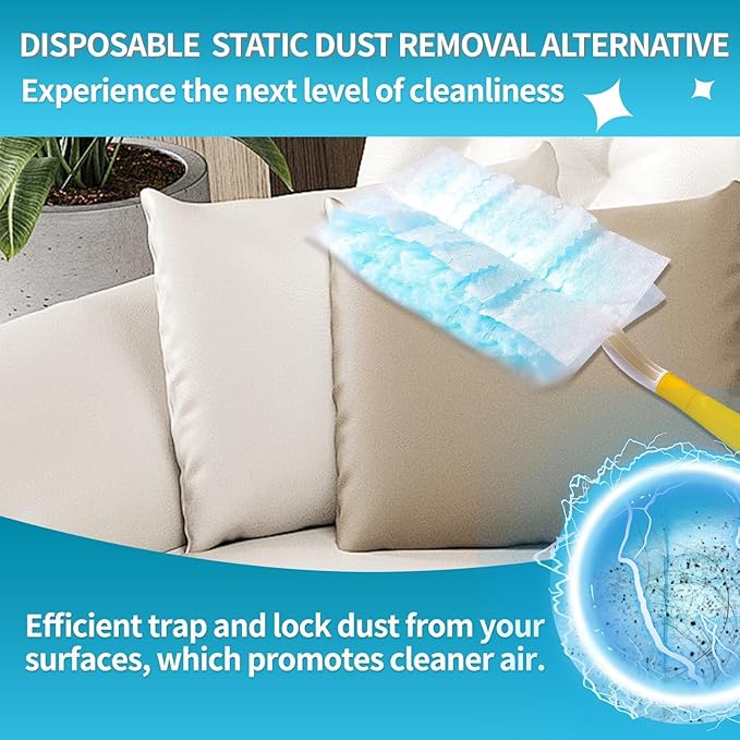Disposable Microfiber Feather Duster Refills Multi-Surface Duster Compatible with Swiffer Dusters Handle 60 Count Unscented