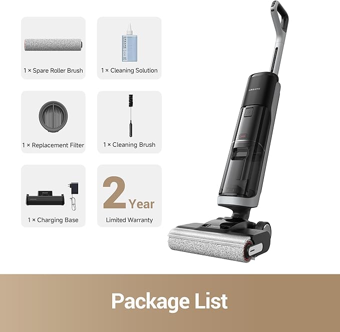 DREAME H14 Pro Wet Dry Vacuum Cleaner 180° Lie-Flat Vacuum Mop 140°F Washing and Fast Hot Air Drying Powerful 18kPa Suction Floor Cleaner Machine Easy GlideWheel Movement Smart App Control
