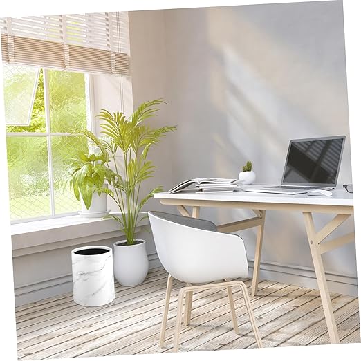 1piece Small Round Lidless Marble Wastebasket for Home Kitchen Office Decorative Garbage Container Stylish Waste Paper Bin Easy to Clean and Stable Structure