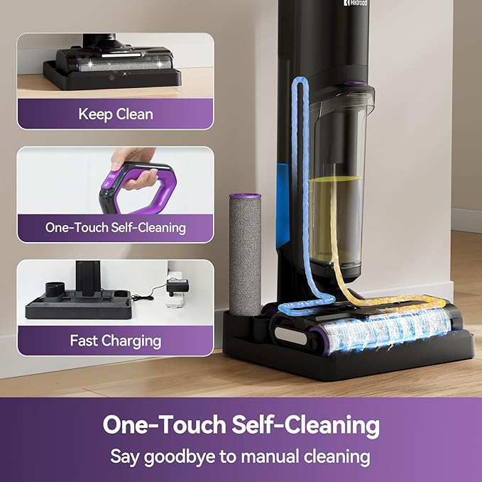 Redroad Wet Dry Vacuum Cleaner 16000Pa50Mins Runtime Cleaning Area 3013 ft²Cordless Vacuum Cleaner Cordless Vacuum and Mop All in Onefor Hard Floors Sticky Messes and Pet HairW15 Set