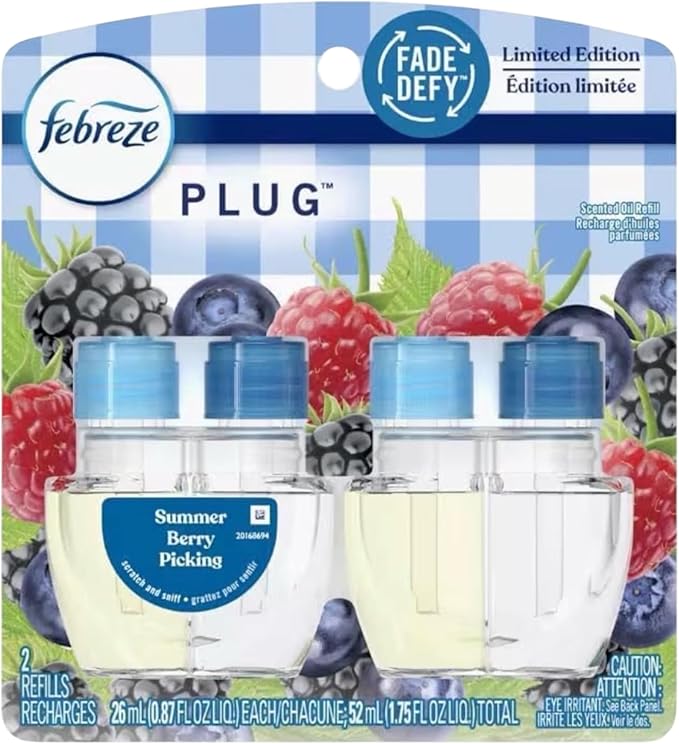 Generic F.e.b.r.e.z.e Odor-Fighting Fade Defy Plug Air Freshener (2) of 0.87 fl oz Refills-Limited Edition (Summer Berry)