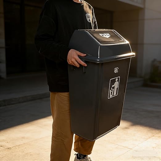 4 Packs 18 Gallon Large Commercial Trash Can Kitchen Waste Bin with Lid Plastic Tall Garbage Can Outdoor 30 High