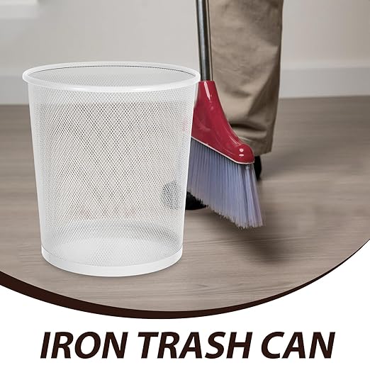 Mesh Iron Wire Desktop Garbage Can Medium Metal Wastebasket with Wide Opening for Office Home Desk Trash Bin Stylish Narrow Design