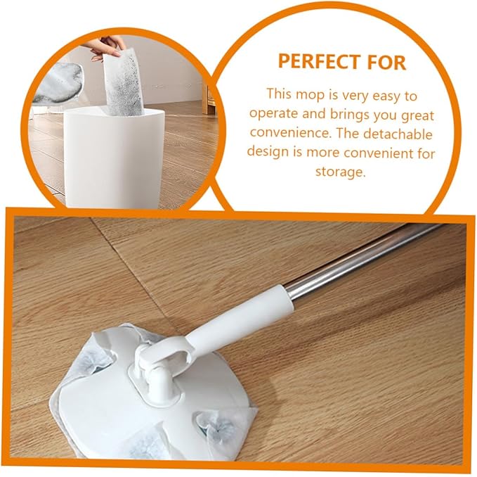 Yardwe No Wash Mop for Floor Cleaning with Retractable Long Handle Rotatable Dust Mop with Face Towel Refill High Absorption Microfiber Pads for Efficient Household Cleaning