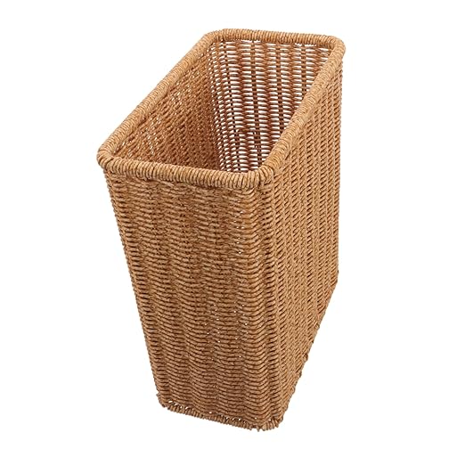 OUNONA Nordic Style Woven Trash Can Space-Saving Garbage Bin for Bathroom Kitchen No Lid Decorative Waste Basket for Home Office Compact Design